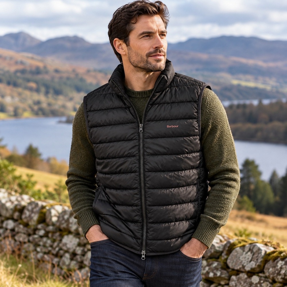 Barbour Bretby Gilet Mens XL Black Quilted Puffer Vest MGI0024BK11